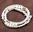 Fashion Style White Porcelian Beads Wrap Bangle Bracelet