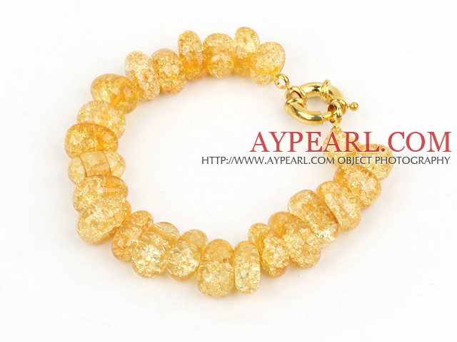 Fashion Yellow Burst Pattern Crystal Bracelet With Golden Moonight Clasp