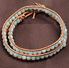 Wholesale Fashion Style Amazon Stone Beads Wrap Bangle Bracelet