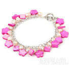 natural pink pearl and pink shell bracelet with toggle clasp 