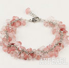 Wholesale Nice Cluster Style Chipped Cherry Quartz Bracelet With Extendable Chain