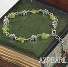 Fashion Olive Stone Plum Blossom Charm Link Bracelet With Lobster Clasp