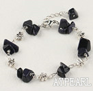 Fashion Purple Sandstone Chips And Loop Flower Charm Bracelet With Lobster Clasp