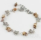 Nice Chipped Picture Jasper And Butterfly Charm Bracelet With Extendable Chain