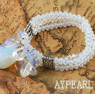 Three Strand Opal Crystal Elastic Bangle Bracelet