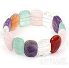 Elegant Chunky Style Multi Colorful Stone Elastic Stretch Bangle Bracelet