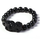 Amazing High Quality 12mm Hematite Beads with Rainbow Eye Stretchy Bracelet with Pi Xiu Accessory
