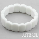 Classic Design White Rectangle Shape Porcelain Stone Elastic Bangle Bracelet