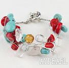 turquoise and coral bracelet with moonlight clasp