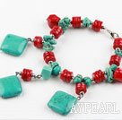 New Design Red Coral and Turquoise Bracelet with Lobster Clasp
