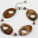 Discount Lovely Hollow Brow Shell And Freshwater Pearl Loop Chain Bracelet With Lobster Clasp