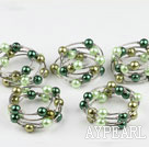 Nice 5 Pcs 12Mm Round Green Series Acrylic Manmade Pearl Wrap Wired Bangle Bracelet