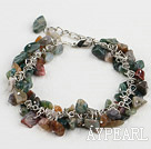 Popular Colorful Indian Agate Chipped Stone Link Charm Bracelet With Extendable Chain