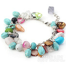 Assorted Multi Color Multi Stone Bracelet with Metal Chain