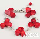 Fashion Red Coral Charm Bracelet With Lobster Clasp And Extendable Chain