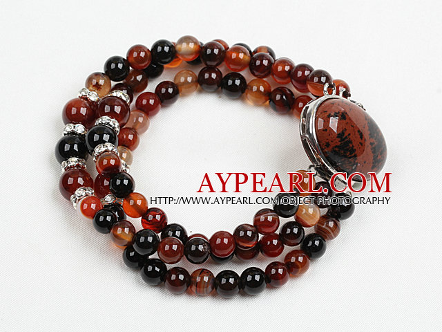 Fashion Three Strand Visional Agate Beads Bracelet