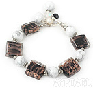 Howlite colored glaze beads bracelet  with toggle clasp 
