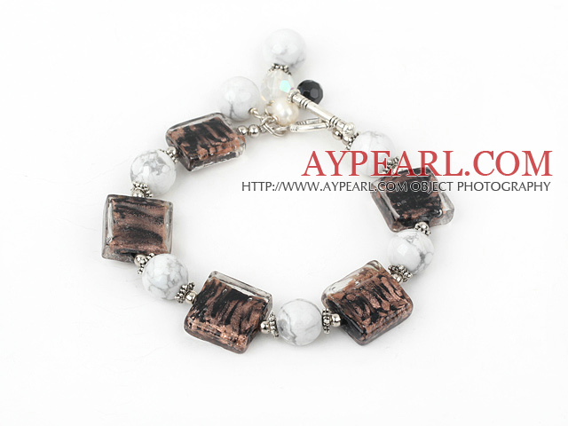 Howlite colored glaze beads bracelet  with toggle clasp 