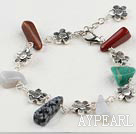 Wholesale Simple Style Multi Color And Mixed Shape Stones And Flower Charm Loop Chain Bracelet 