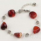 Lovely Mixed Nut Square Round Shape Red Agate Bracelet With Extendable Chain