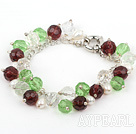 Discount Wonderful White Freshwater Pearl And 3-Color Crystal Link Bracelet With Moonight Clasp