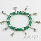 faceted green agate bracelet with lovely charms