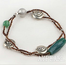 Popular Green Agate Aventurine Ball And Metal Charm Bracelet