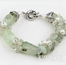 popular white pearl and green jasper bracelet with moonlight clasp