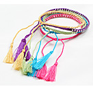 5 Pcs Multi Color Thread Woven Adjustable Drawstring Bracelet With Tassel Charm