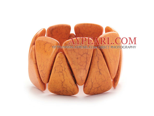 Big Style Triangle Shape Orange Color Turquoise Stretch Bangle Bracelet