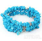 multi strand blue turquoise chips bracelet