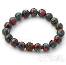 Multi Color Series 10mm Round Mosaics Stone and Rhinestone Beads Adjustable Drawstring Bracelet