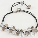 Elegant Manmade Teadrop White And Smoky Quartz Adjustable Drawstring Bracelet