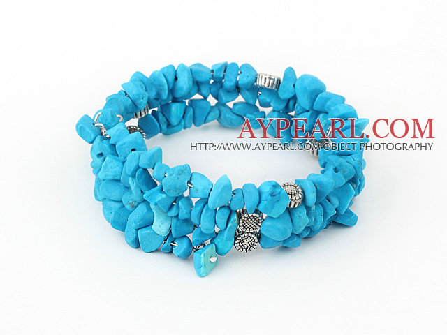 multi strand blue turquoise chips bracelet