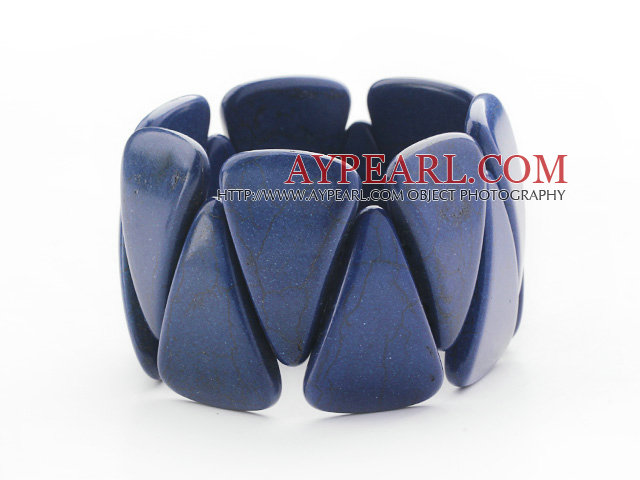 Big Style Triangle Shape Dark Blue Color Turquoise Stretch Bangle Bracelet
