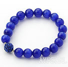 10mm Dark Blue Color Cats Eye and Rhinestone Beaded Stretch Bracelet
