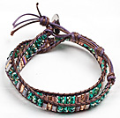 Fashion Style Green And Champagne Crystal Beads Wrap Bangle Bracelet