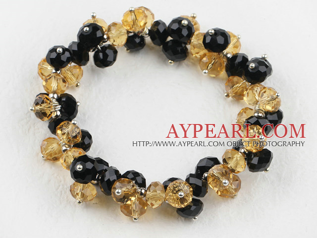 7.5 inches elastic mandmade black and yellow bracelet