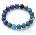 Blue Series 10mm Lapis and Kyanite and Rhinestone Beaded Stretch Bracelet