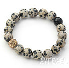 Gray Series 10mm Spots Stone and Rhinestone Beaded Stretch Bracelet