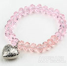 Simple Design Pink Crystal Elastic Bangle Bracelet