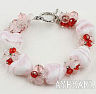 7.9inches heart shape colored glaze bracelet with toggle clasp