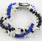 Wholesale Multi Strand Pearl Crystal and White Coral Bracelet with Magnetic Clasp