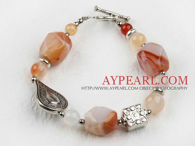 7.5 inches natural agate bracelet with toggle clasp