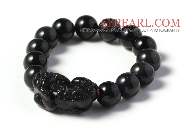 Amazing High Quality 14mm Hematite Beads with Rainbow Eye Stretchy Bracelet with Pi Xiu Accessory