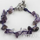 7.5 inches amethyst chips bracelet with toggle clasp