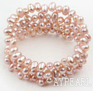 Natural Purple Freshwater Pearl Wrap Bangle Bracelet