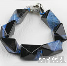 7.5 inches chunky style black and blue rutilated agate bracelet 