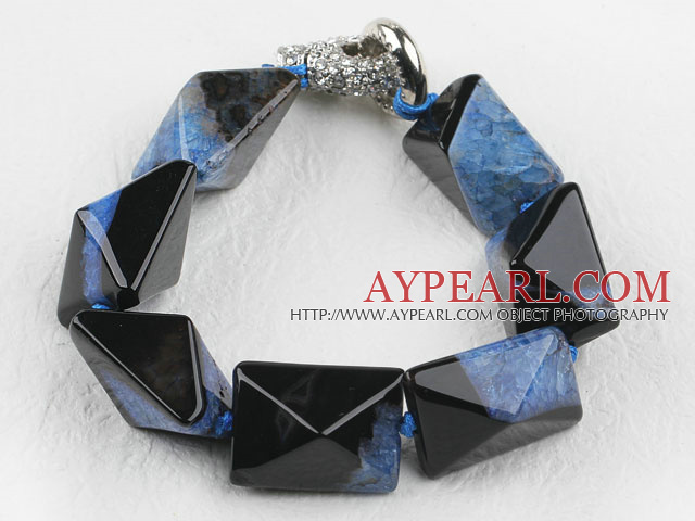7.5 inches chunky style black and blue rutilated agate bracelet 