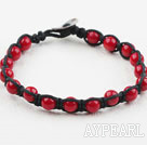 Wholesale Fashion Style 6mm Round Red Coral Woven Bracelet with Shell Clasp